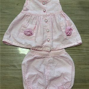 Youngland Pink Checkered Dress and Diaper Cover Set